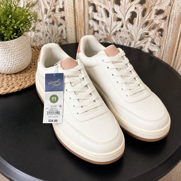 Universal Thread Shoes - Universal Thread Womens Pink Flora Court Sneakers Cream Pink Size 11 NEW